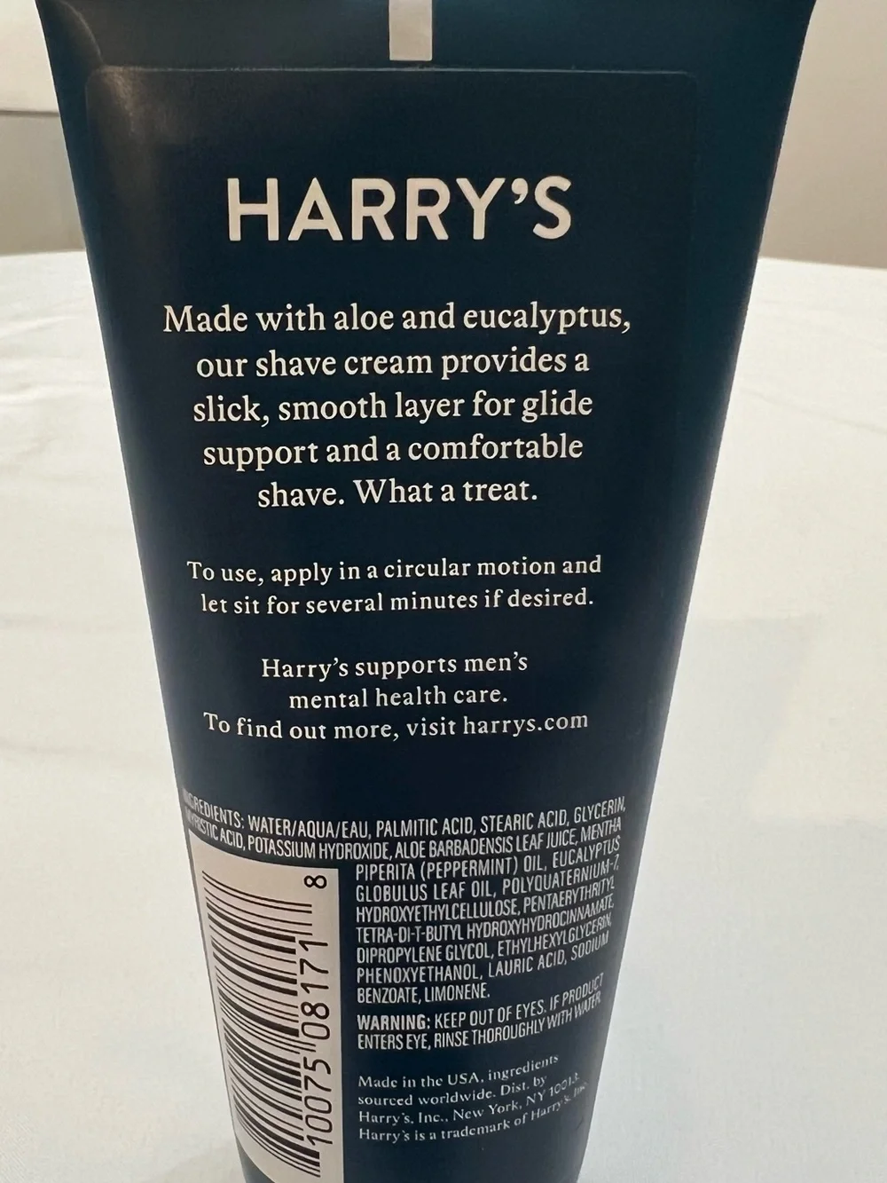 Harry's Shave Cream Aloe & Eucalyptus — Deep Soothing Conditioning NEW UNOPENED